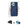 MARSİLYAN™- iPhone 15 Pro Kılıf Pusula Modern - Siyah 3D Antistatik Seramik Nano Ekran Koruyucu + Raze Metal Kamera Lens - GS