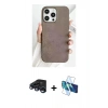MARSİLYAN™- iPhone 15 Pro Kılıf Pusula Modern - Siyah 3D Antistatik Seramik Nano Ekran Koruyucu + Raze Metal Kamera Lens - LT