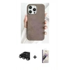 MARSİLYAN™- iPhone 15 Pro Kılıf Pusula Modern - Siyah Bilvis 3D Mat Cam Ekran Koruyucu + Siyah Raze Metal Kamera Lens