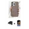 MARSİLYAN™- iPhone 15 Pro Kılıf Pusula Modern - Siyah Buffer Hayalet Cam Ekran Koruyucu + Raze Metal Kamera Lens - GS