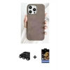 MARSİLYAN™- iPhone 15 Pro Kılıf Pusula Modern - Siyah Buffer Hayalet Cam Ekran Koruyucu + Raze Metal Kamera Lens - SH