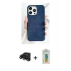 MARSİLYAN™- iPhone 15 Pro Kılıf Pusula Modern - Siyah Polymer Nano Ekran Koruyucu + Raze Metal Kamera Lens - SH