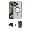 MARSİLYAN™- iPhone 15 Pro Kılıf Siluet Çizgi Serisi - Siyah 360 Mat Full Body Arka Koruyucu + Raze Metal Kamera Lens - SH