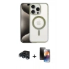 MARSİLYAN™- iPhone 15 Pro Kılıf Siluet Çizgi Serisi - Siyah 3D Antistatik Mat Seramik Nano Ekran Koruyucu + Raze Metal Kamera Lens - LT