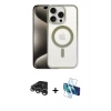 MARSİLYAN™- iPhone 15 Pro Kılıf Siluet Çizgi Serisi - Siyah 3D Antistatik Seramik Nano Ekran Koruyucu + Raze Metal Kamera Lens - GS