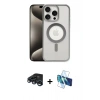 MARSİLYAN™- iPhone 15 Pro Kılıf Siluet Çizgi Serisi - Siyah 3D Antistatik Seramik Nano Ekran Koruyucu + Raze Metal Kamera Lens - LT