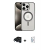 MARSİLYAN™- iPhone 15 Pro Kılıf Siluet Çizgi Serisi - Siyah Bilvis 0.18mm Plus Cam Ekran Koruyucu + Raze Metal Kamera Lens - LT