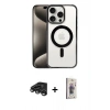 MARSİLYAN™- iPhone 15 Pro Kılıf Siluet Çizgi Serisi - Siyah Bilvis 3D Cam Ekran Koruyucu + Raze Metal Kamera Lens - TMGI