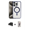 MARSİLYAN™- iPhone 15 Pro Kılıf Siluet Çizgi Serisi - Siyah Bilvis 3D Cam Ekran Koruyucu + Raze Metal Kamera Lens - TMGI