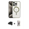 MARSİLYAN™- iPhone 15 Pro Kılıf Siluet Çizgi Serisi - Siyah Bilvis 3D Cam Ekran Koruyucu + Raze Metal Kamera Lens - TMGI