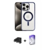 MARSİLYAN™- iPhone 15 Pro Kılıf Siluet Çizgi Serisi - Siyah Bilvis 5in1 3D Magic Cam Ekran Koruyucu + Titanyum Gri Raze Metal Kamera Lens