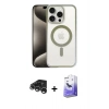 MARSİLYAN™- iPhone 15 Pro Kılıf Siluet Çizgi Serisi - Siyah Bilvis 5in1 5D Magic Hayalet Cam Ekran Koruyucu + Raze Metal Kamera Lens - GS