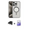 MARSİLYAN™- iPhone 15 Pro Kılıf Siluet Çizgi Serisi - Siyah Bilvis 5in1 5D Magic Hayalet Cam Ekran Koruyucu + Raze Metal Kamera Lens - GS