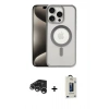 MARSİLYAN™- iPhone 15 Pro Kılıf Siluet Çizgi Serisi - Siyah Bilvis Hayalet Cam Ekran Koruyucu + Raze Metal Kamera Lens - GS