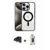 MARSİLYAN™- iPhone 15 Pro Kılıf Siluet Çizgi Serisi - Siyah Bilvis Hayalet Cam Ekran Koruyucu + Raze Metal Kamera Lens - GS