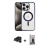 MARSİLYAN™- iPhone 15 Pro Kılıf Siluet Çizgi Serisi - Siyah Bilvis Hayalet Cam Ekran Koruyucu + Raze Metal Kamera Lens - GS