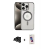 MARSİLYAN™- iPhone 15 Pro Kılıf Siluet Çizgi Serisi - Siyah Joko 5D Cam + Raze Metal Kamera Lens - TMGI
