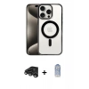 MARSİLYAN™- iPhone 15 Pro Kılıf Siluet Çizgi Serisi - Siyah Joko Magic 5D Cam + Raze Metal Kamera Lens - TMGI