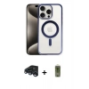 MARSİLYAN™- iPhone 15 Pro Kılıf Siluet Çizgi Serisi - Siyah Joko Magic 5D Hayalet Cam + Raze Metal Kamera Lens - LT