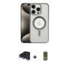 MARSİLYAN™- iPhone 15 Pro Kılıf Siluet Çizgi Serisi - Siyah Joko Magic 5D Hayalet Cam + Raze Metal Kamera Lens - LT