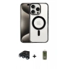 MARSİLYAN™- iPhone 15 Pro Kılıf Siluet Çizgi Serisi - Siyah Joko Magic 5D Hayalet Cam + Raze Metal Kamera Lens - LT