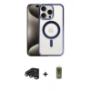 MARSİLYAN™- iPhone 15 Pro Kılıf Siluet Çizgi Serisi - Siyah Joko Magic 5D Hayalet Cam + Titanyum Gri Raze Metal Kamera Lens