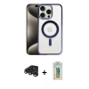 MARSİLYAN™- iPhone 15 Pro Kılıf Siluet Çizgi Serisi - Siyah Polymer Nano Ekran Koruyucu + Raze Metal Kamera Lens - LT