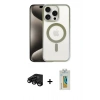 MARSİLYAN™- iPhone 15 Pro Kılıf Siluet Çizgi Serisi - Siyah Polymer Nano Ekran Koruyucu + Raze Metal Kamera Lens - SH