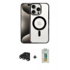 MARSİLYAN™- iPhone 15 Pro Kılıf Siluet Çizgi Serisi - Siyah Polymer Nano Ekran Koruyucu + Raze Metal Kamera Lens - TMGI