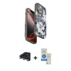MARSİLYAN™- iPhone 15 Pro Kılıf Siluet Doku - Şeffaf Royal Nano Ekran Koruyucu + Raze Metal Kamera Lens - LT