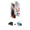 MARSİLYAN™- iPhone 15 Pro Kılıf Siluet Doku - Siyah 3D Antistatik Cam Ekran Koruyucu + Raze Metal Kamera Lens - GS