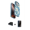 MARSİLYAN™- iPhone 15 Pro Kılıf Siluet Doku - Siyah 3D Antistatik Hayalet Cam Ekran Koruyucu + Raze Metal Kamera Lens - LT