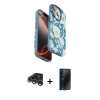 MARSİLYAN™- iPhone 15 Pro Kılıf Siluet Doku - Siyah 3D Antistatik Hayalet Cam Ekran Koruyucu + Raze Metal Kamera Lens - GS