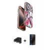 MARSİLYAN™- iPhone 15 Pro Kılıf Siluet Doku - Siyah 3D Antistatik Hayalet Cam Ekran Koruyucu + Raze Metal Kamera Lens - TMGI