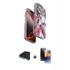 MARSİLYAN™- iPhone 15 Pro Kılıf Siluet Doku - Siyah 3D Antistatik Mat Seramik Nano Ekran Koruyucu + Raze Metal Kamera Lens - LT