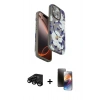MARSİLYAN™- iPhone 15 Pro Kılıf Siluet Doku - Siyah 3D Antistatik Mat Seramik Nano Ekran Koruyucu + Raze Metal Kamera Lens - SH