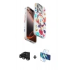 MARSİLYAN™- iPhone 15 Pro Kılıf Siluet Doku - Siyah 3D Antistatik Seramik Nano Ekran Koruyucu + Raze Metal Kamera Lens - SH