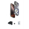 MARSİLYAN™- iPhone 15 Pro Kılıf Siluet Doku - Siyah Bilvis 0.18mm Plus Cam Ekran Koruyucu + Raze Metal Kamera Lens - LT