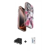 MARSİLYAN™- iPhone 15 Pro Kılıf Siluet Doku - Siyah Bilvis 0.18mm Plus Cam Ekran Koruyucu + Raze Metal Kamera Lens - TMGI