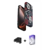 MARSİLYAN™- iPhone 15 Pro Kılıf Siluet Doku - Siyah Bilvis 5in1 3D Magic Cam Ekran Koruyucu + Titanyum Gri Raze Metal Kamera Lens