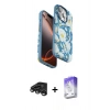MARSİLYAN™- iPhone 15 Pro Kılıf Siluet Doku - Siyah Bilvis 5in1 3D Magic Cam Ekran Koruyucu + Titanyum Gri Raze Metal Kamera Lens
