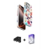 MARSİLYAN™- iPhone 15 Pro Kılıf Siluet Doku - Siyah Bilvis 5in1 3D Magic Cam Ekran Koruyucu + Titanyum Gri Raze Metal Kamera Lens
