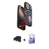 MARSİLYAN™- iPhone 15 Pro Kılıf Siluet Doku - Siyah Bilvis 5in1 5D Magic Hayalet Cam Ekran Koruyucu + Raze Metal Kamera Lens - LT