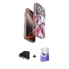 MARSİLYAN™- iPhone 15 Pro Kılıf Siluet Doku - Siyah Bilvis 5in1 5D Magic Hayalet Cam Ekran Koruyucu + Siyah Raze Metal Kamera Lens