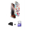 MARSİLYAN™- iPhone 15 Pro Kılıf Siluet Doku - Siyah Bilvis 5in1 5D Magic Hayalet Cam Ekran Koruyucu + Siyah Raze Metal Kamera Lens