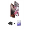 MARSİLYAN™- iPhone 15 Pro Kılıf Siluet Doku - Siyah Bilvis 5in1 5D Magic Hayalet Cam Ekran Koruyucu + Raze Metal Kamera Lens - TMGI