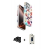 MARSİLYAN™- iPhone 15 Pro Kılıf Siluet Doku - Siyah Bilvis Hayalet Cam Ekran Koruyucu + Raze Metal Kamera Lens - TMGI
