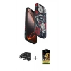 MARSİLYAN™- iPhone 15 Pro Kılıf Siluet Doku - Siyah Buffer Cam Ekran Koruyucu + Raze Metal Kamera Lens - GS