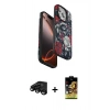 MARSİLYAN™- iPhone 15 Pro Kılıf Siluet Doku - Siyah Buffer Cam Ekran Koruyucu + Raze Metal Kamera Lens - SH
