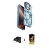 MARSİLYAN™- iPhone 15 Pro Kılıf Siluet Doku - Siyah Buffer Cam Ekran Koruyucu + Raze Metal Kamera Lens - TMGI